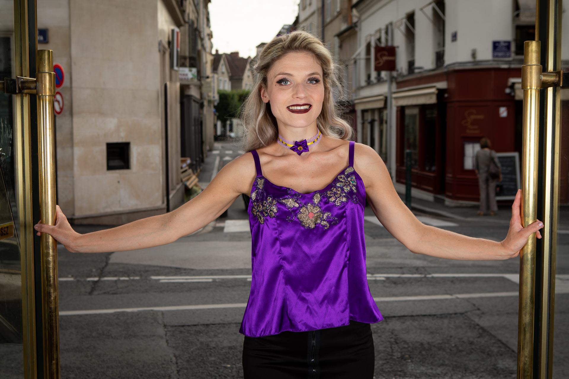 Collier Ras Du Cou Fait Main – Violet, Perles De Verre, Style Bohème, France
