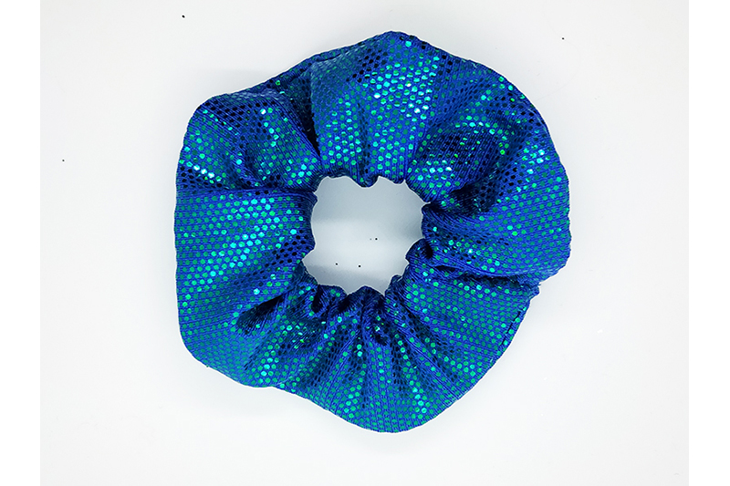 chouchou cheveux scrunchie made in france lycra bleu pailleté chouchou cheveux scrunchie made in france accessoire coiffure lycra bleu