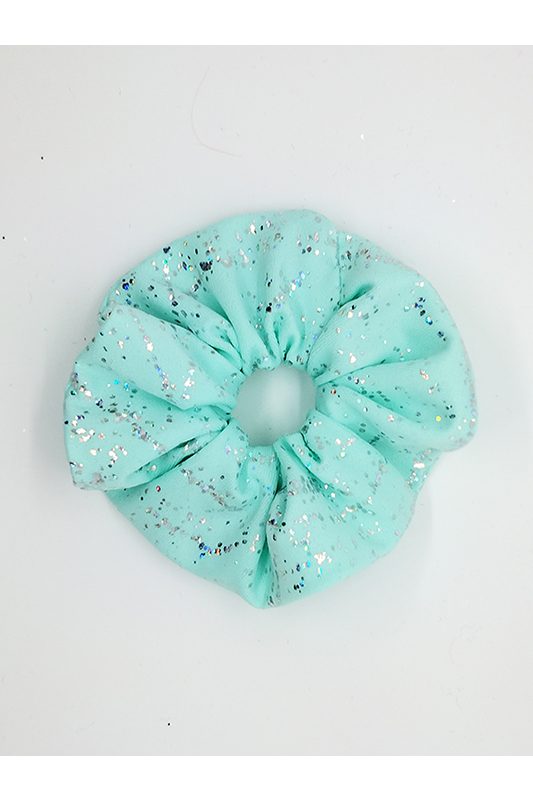 chouchou cheveux scrunchie made in france accessoire coiffure vert lagon paillete
