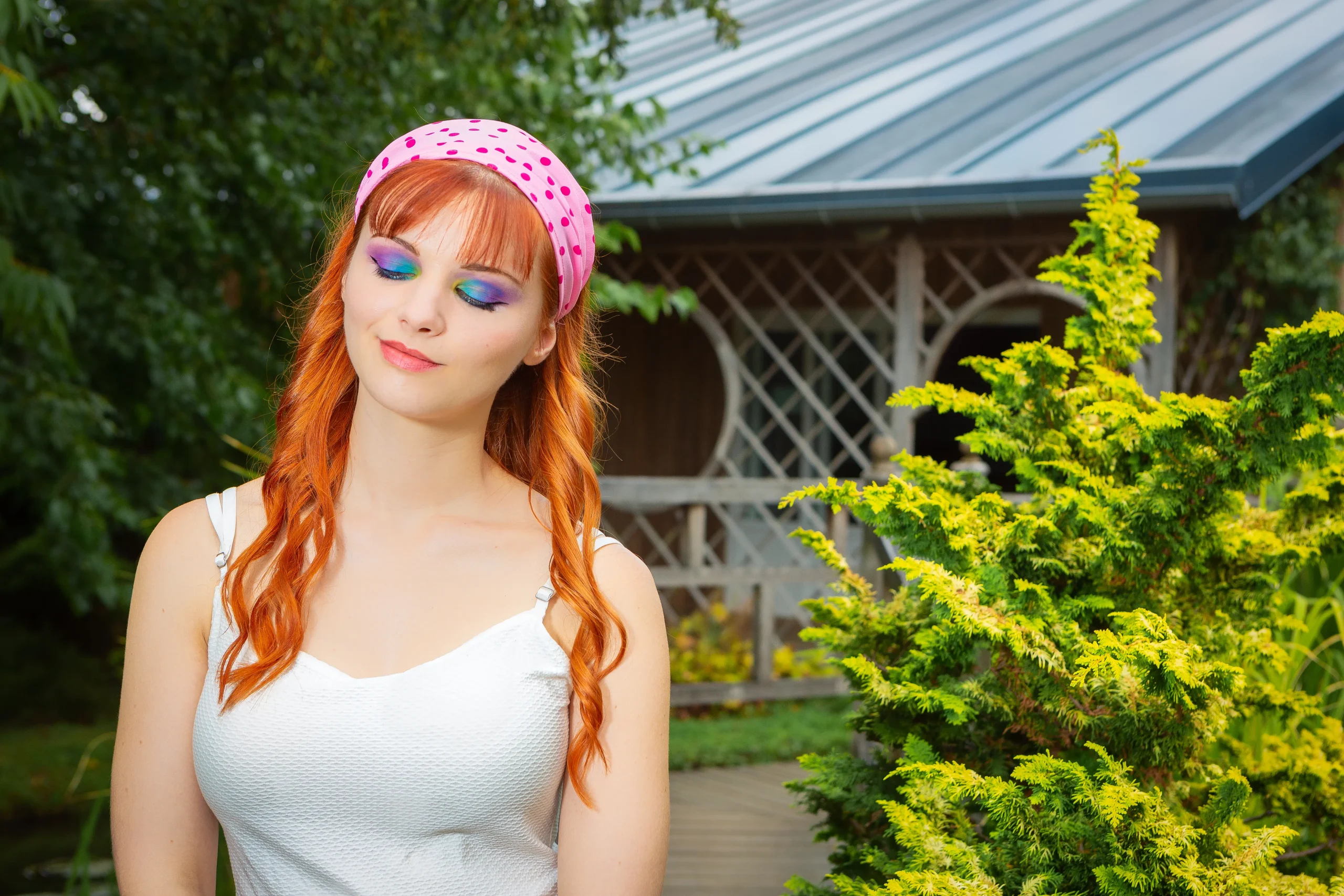 bandeau cheveux fait main Made in France rose à pois