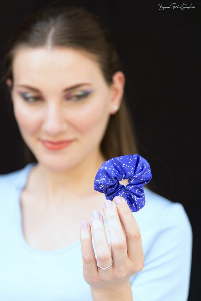 chouchou cheveux bleu