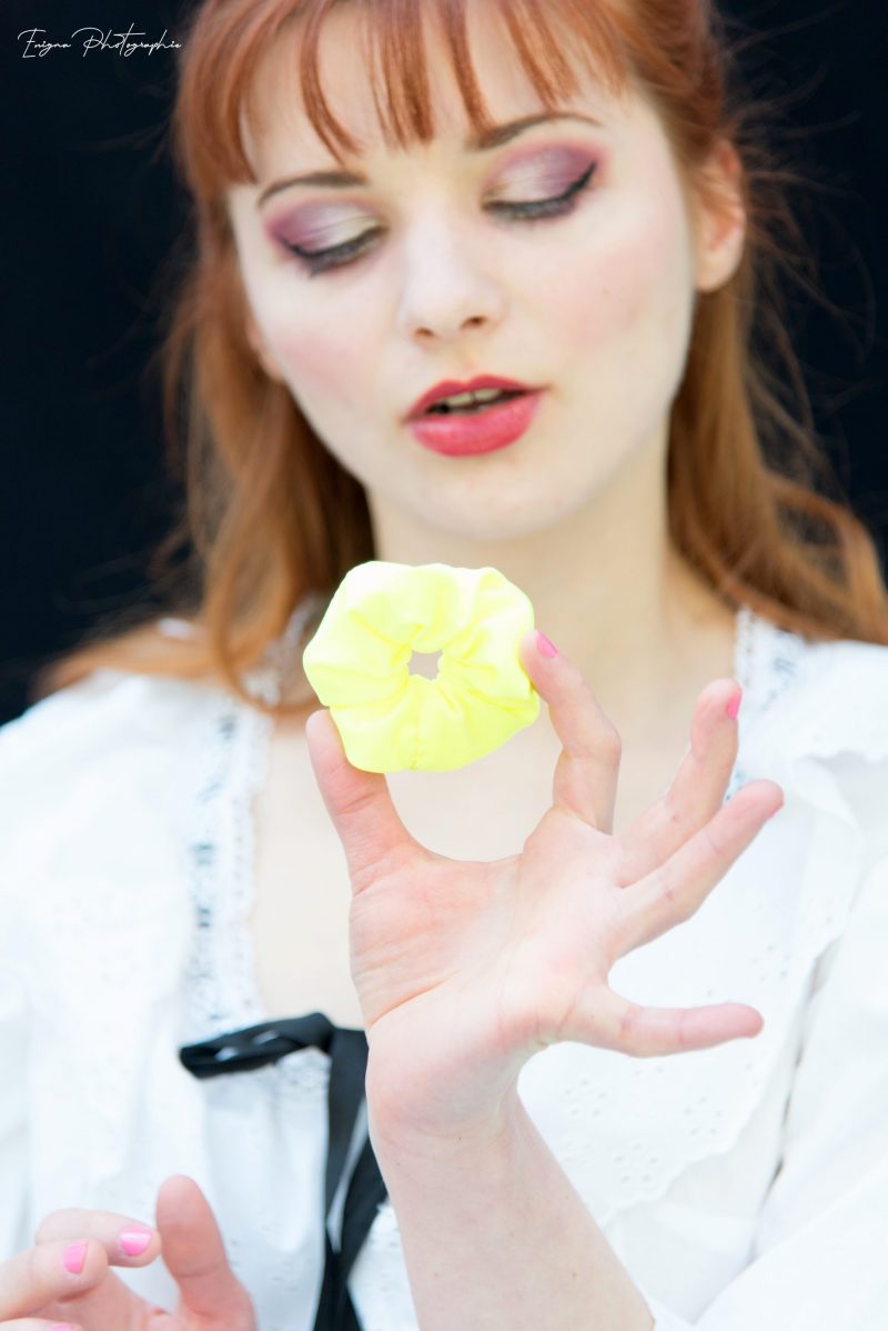 chouchou cheveux jaune fluo