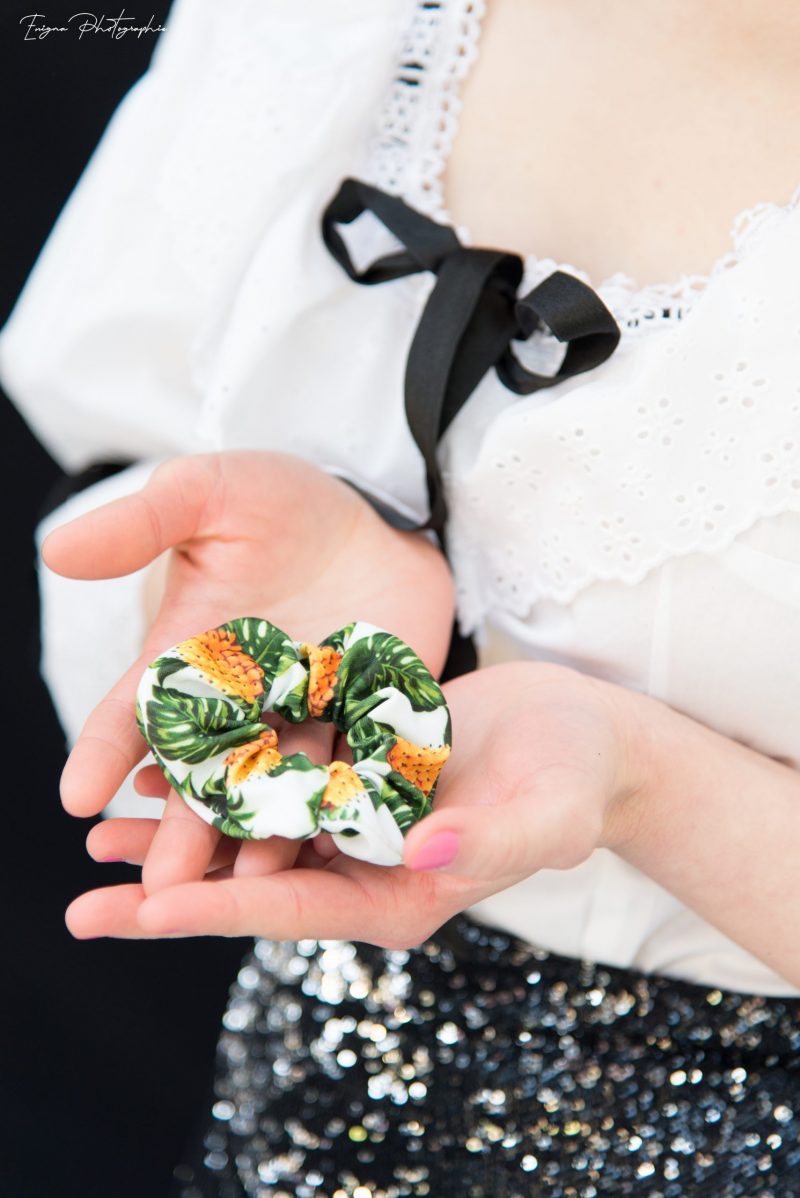 chouchou cheveux imprimé ananas