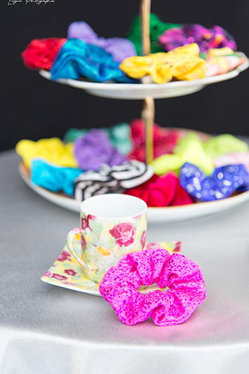 chouchou cheveux rose