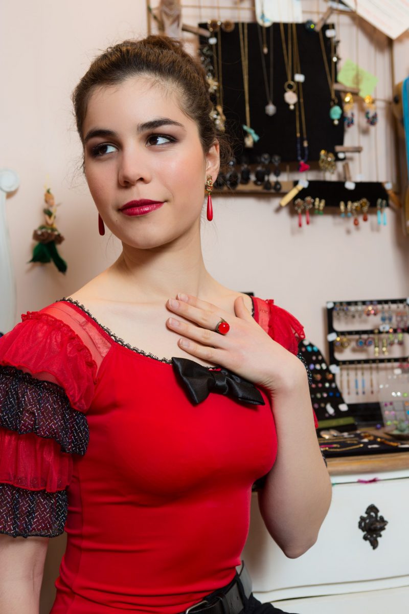 haut femme rouge made in france