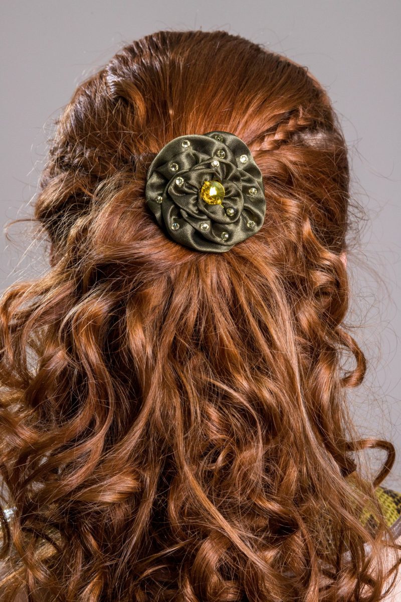 fleur cheveux kaki accessoire made in france