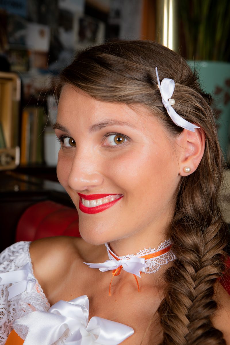 choker victorien orange et blanc