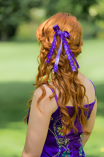 noeud pour cheveux en satin violet