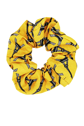 chouchou cheveux made in france fait main coton jaune imprimé tour eiffel