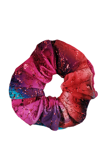 chouchou cheveux lycra bleu et rouge made in france