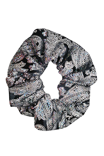 chouchou cheveux made in france fait main velours noir argent