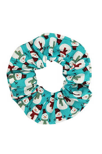 chouchou cheveux made in france coton imprimé bonhomme de neige