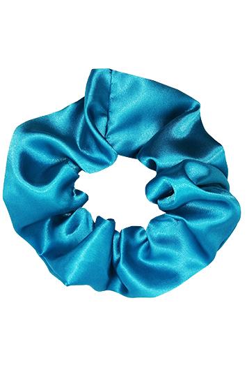 chouchou cheveux satin bleu turquoise made in france
