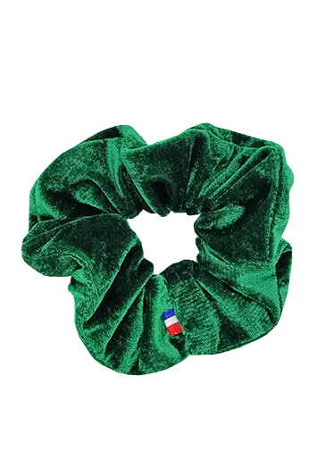 chouchou cheveux made in france et fait main en velours vert uni