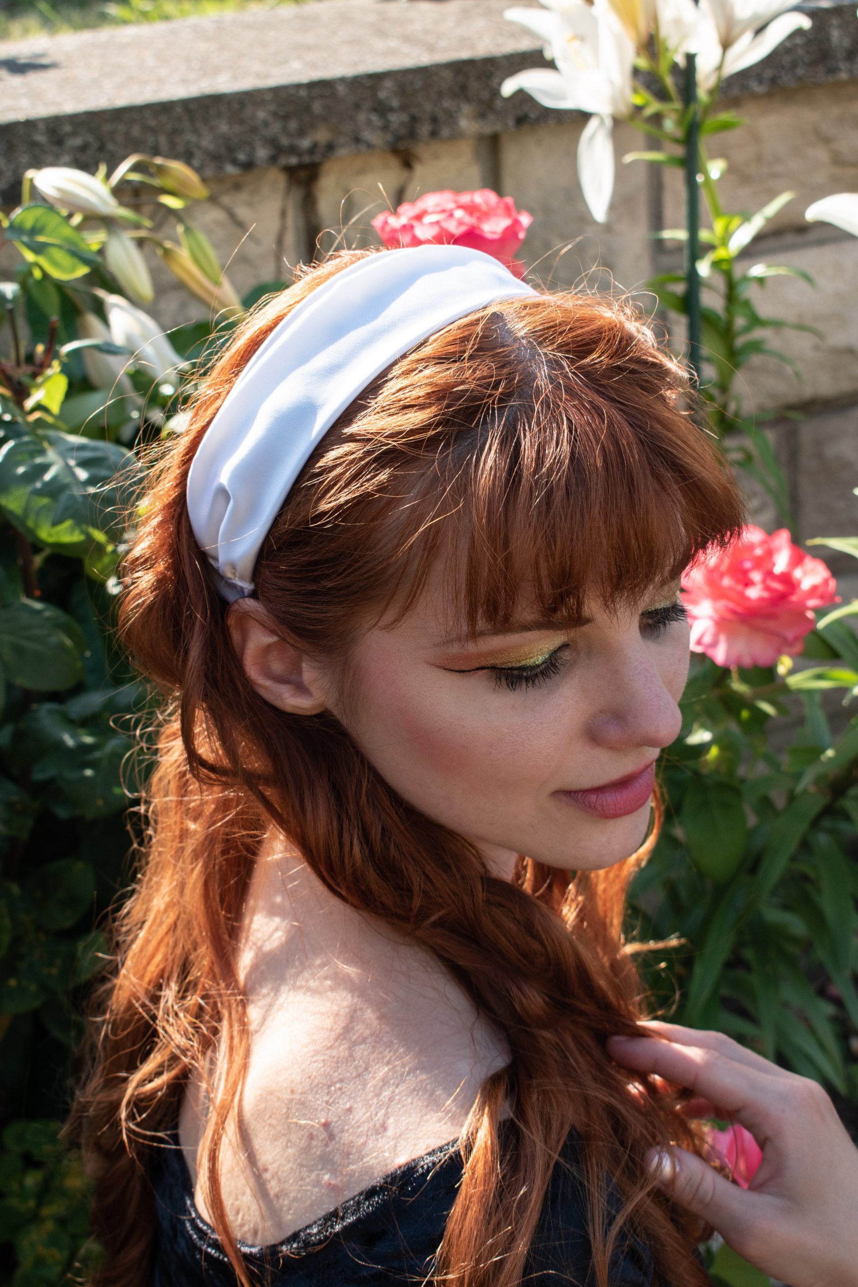 Accessoire cheveux bandeau Made in France en satin blanc – Image 3