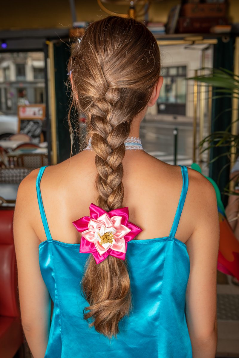 accessoire cheveux fleur satin made in france