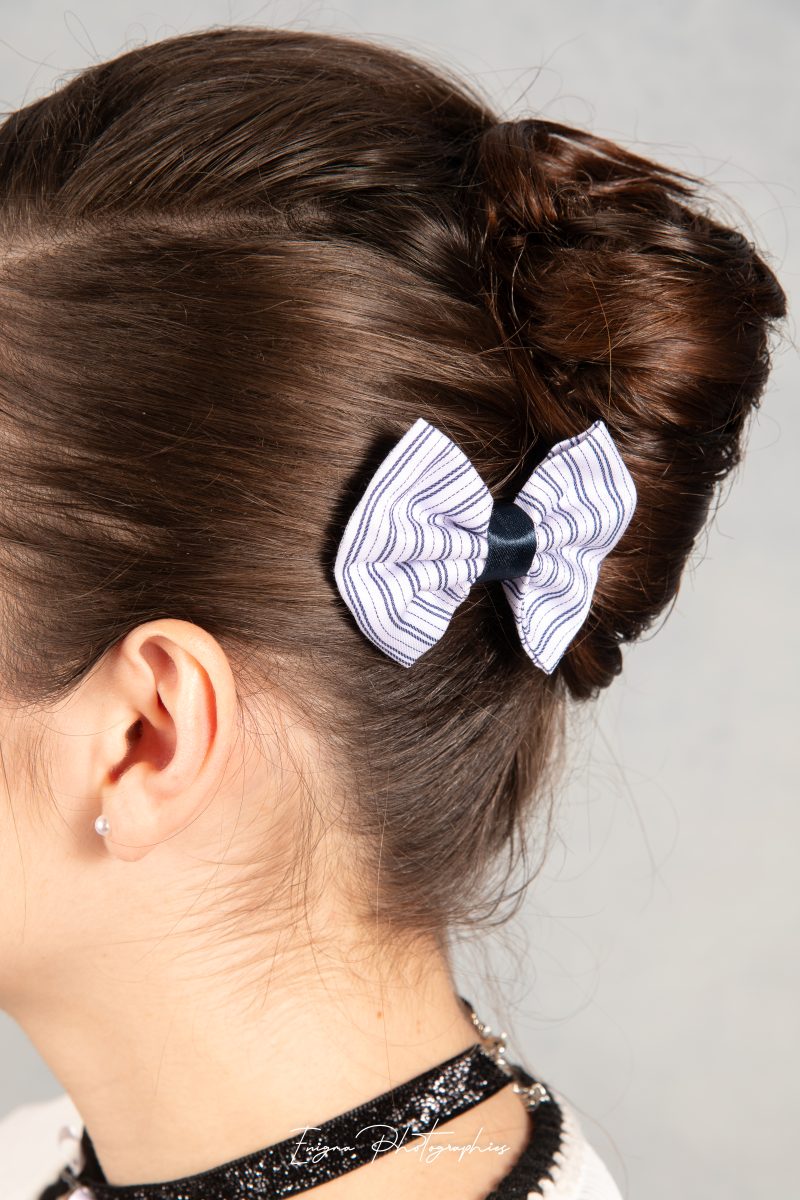 noeud pour cheveux made in france blanc et bleu marine