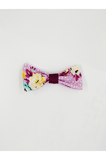 noeud mauve coton fleuri fabriqué en france