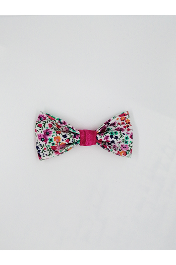 noeud cheveux coton rose fleuri