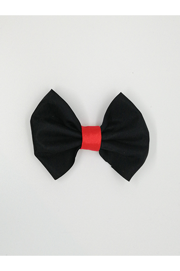 noeud pour cheveux satin noir et rouge