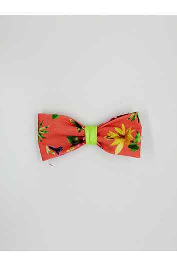 noeud cheveux coton orange à fleurs