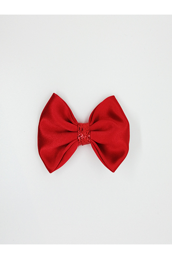 noeud cheveux rouge lamé made in france