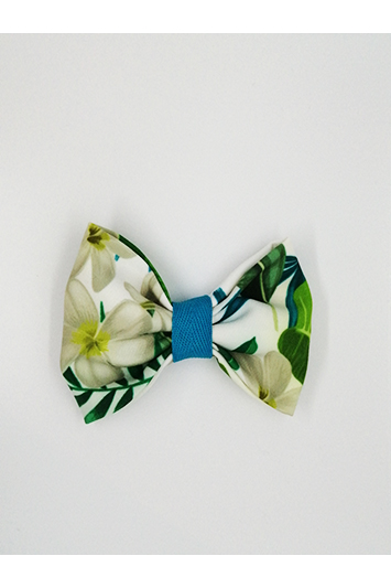 noeud pour cheveux vert imprimé tropical fabrication française