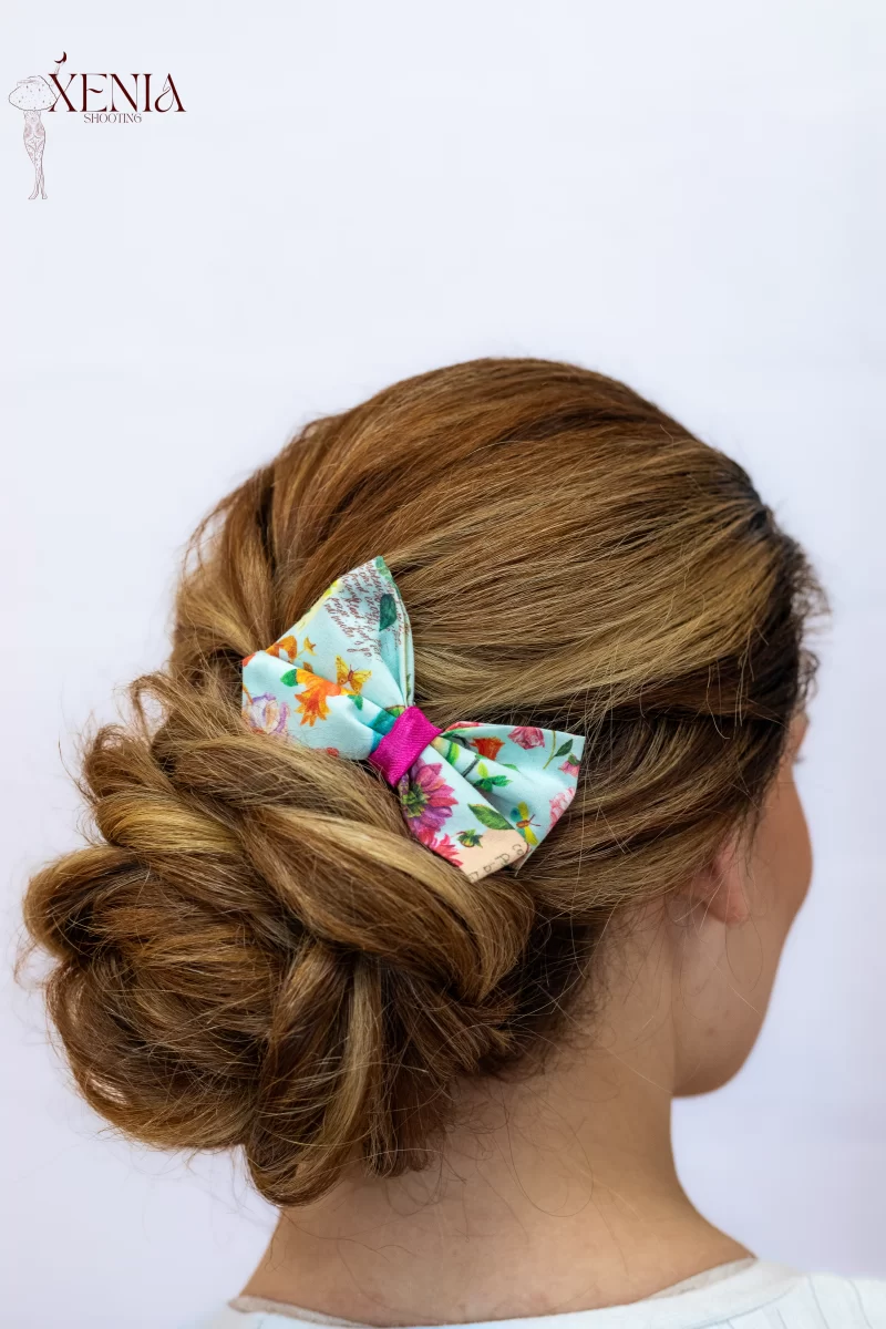 noeud pour cheveux made in france imprimé oiseaux et fleurs