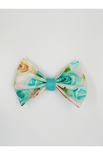 noeud pour cheveux accessoire de mode vert lagon fleurs