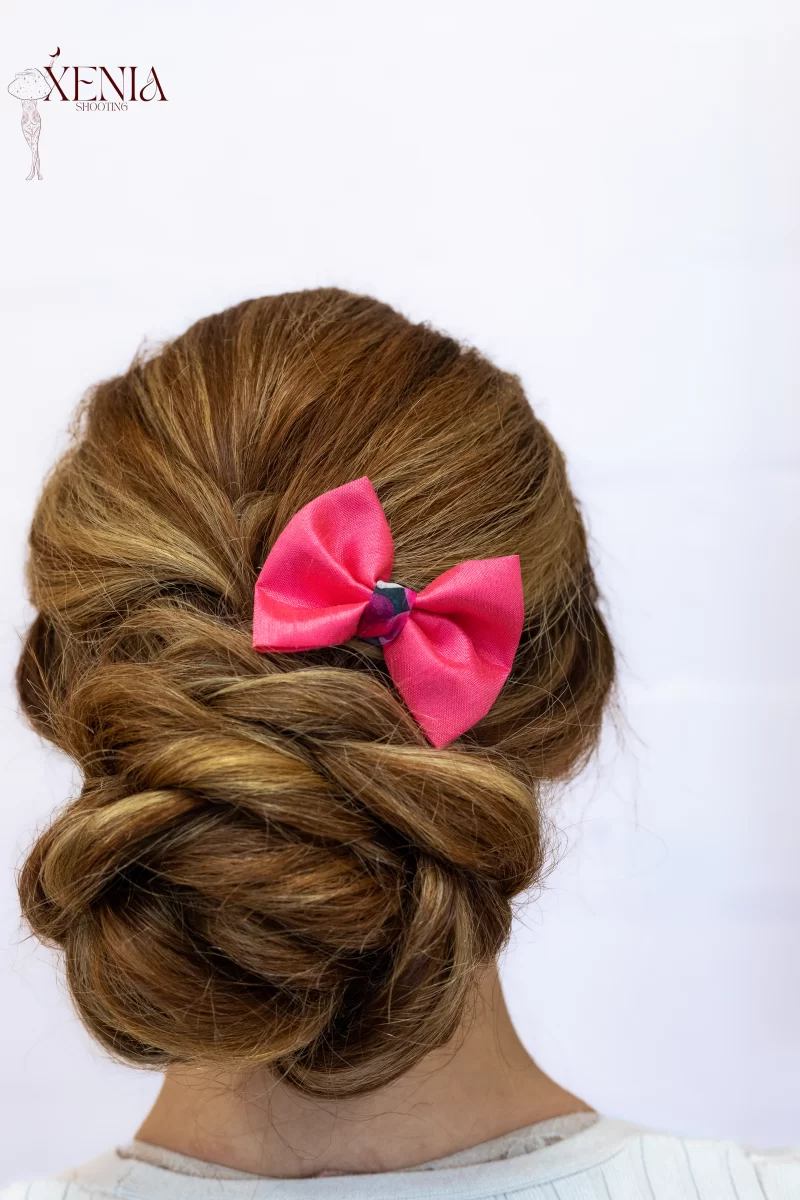 noeud rose vif made in france accessoire cheveux fait main