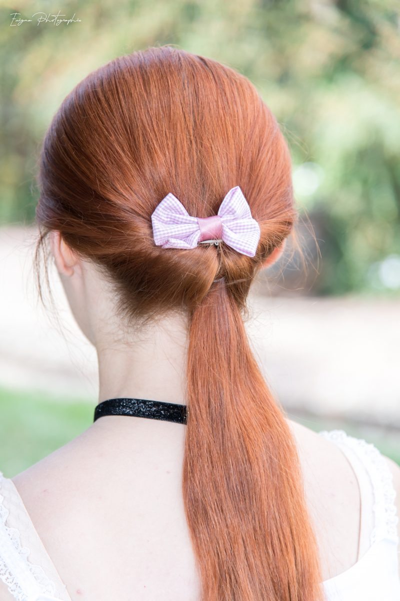 noeud cheveux vichy rose made in france