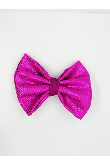 noeud cheveux lycra fuchsia lamé