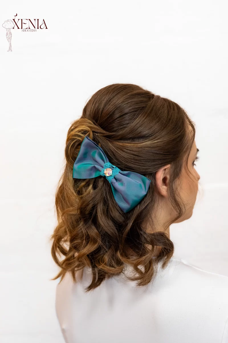 noeud taffetas vert made in france pour cheveux