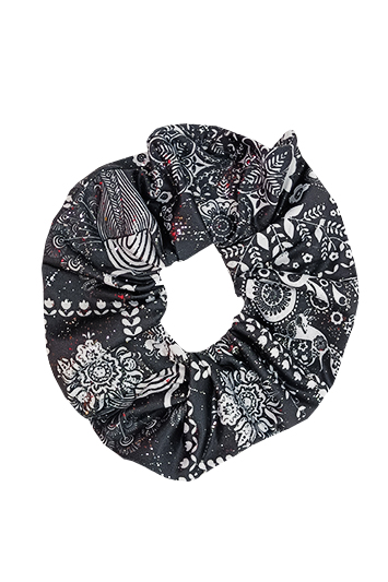 chouchou cheveux made in france fait main noir et blanc paillettes