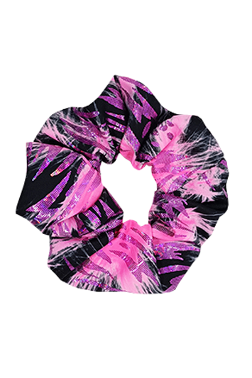 chouchou cheveux rose noir made in france fait main