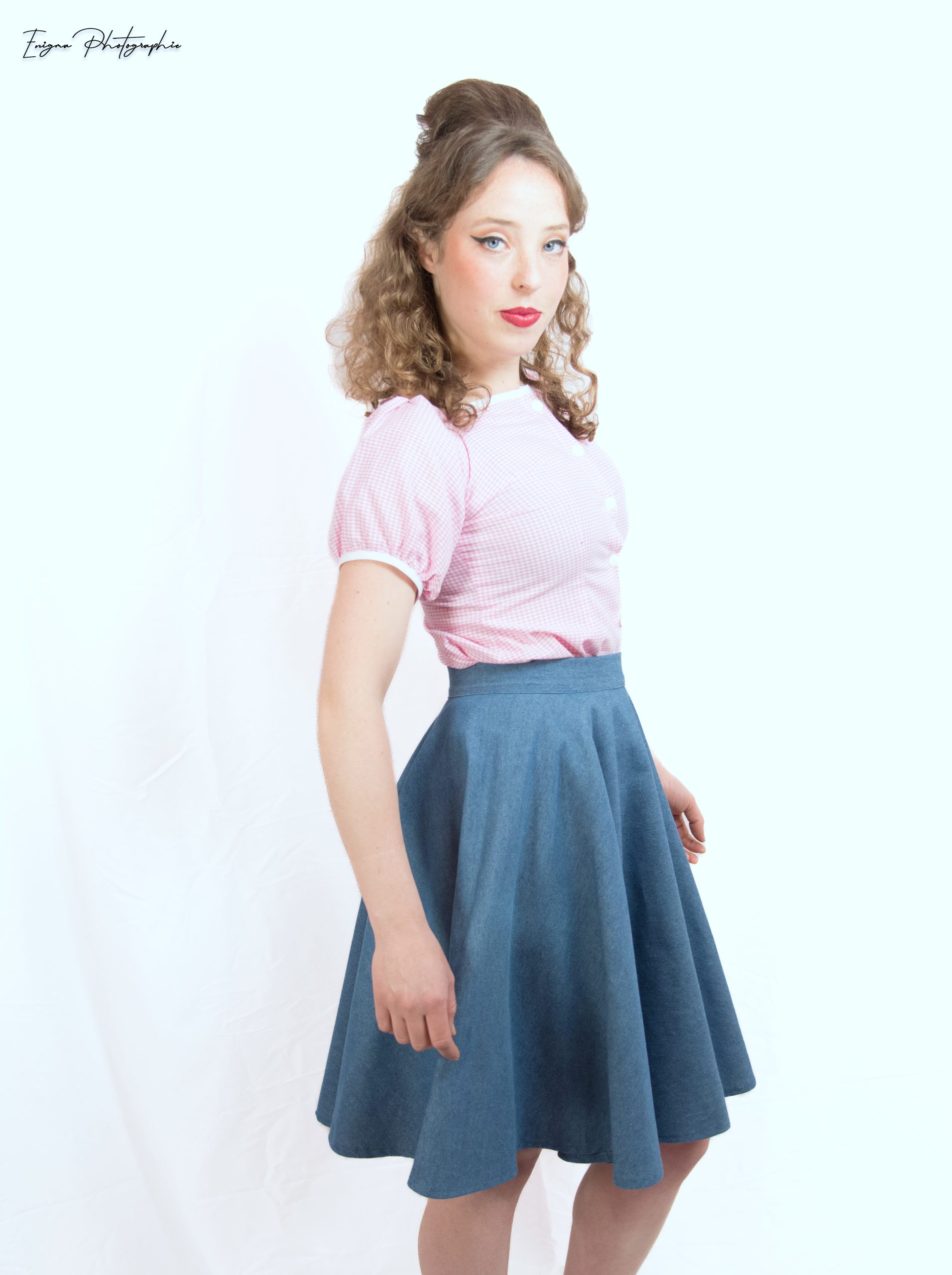 DSC_6695 chemisier femme vichy rose Brigitte Bardot Made in France