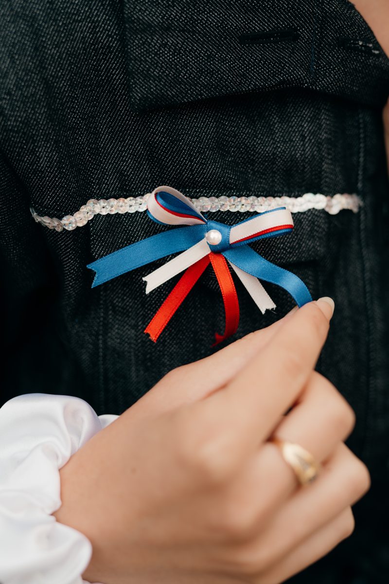 broche noeud tricolore Made in France