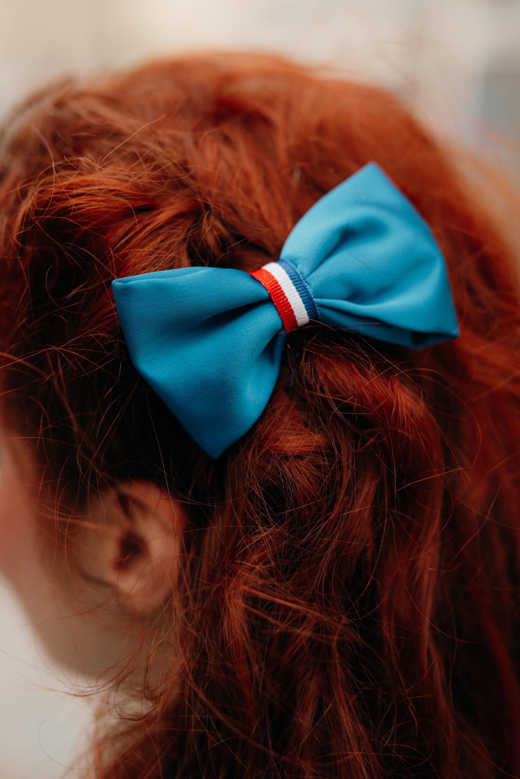 BBR-21 noeud bleu pour cheveux made in france