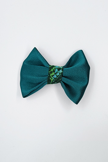 noeud vert émeraude pour cheveux Made in France