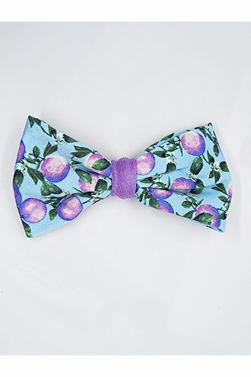 noeud turquoise pour cheveux imprimé fruits