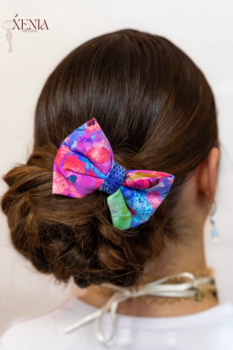 noeud multicolore made in france pour cheveux