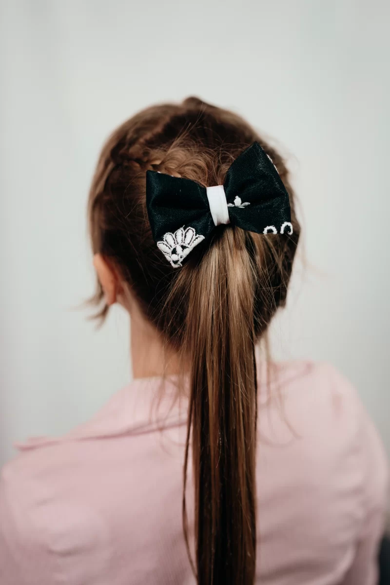 noeud noir et blanc pour cheveux made in france