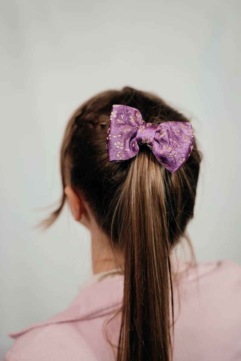 noeud pour cheveux made in france en brocart violet