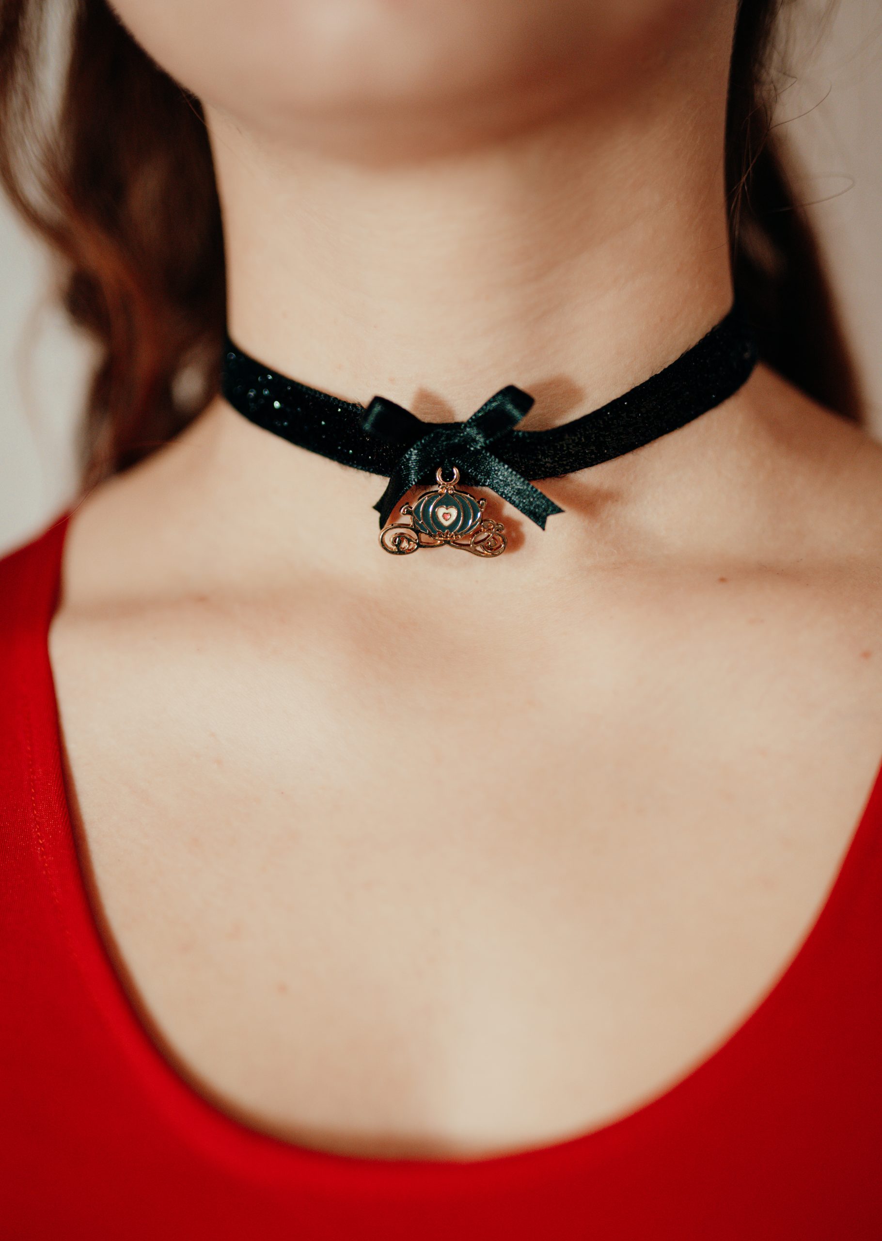 collier ras-de-cou choker carrosse cendrillon velours noir made in france