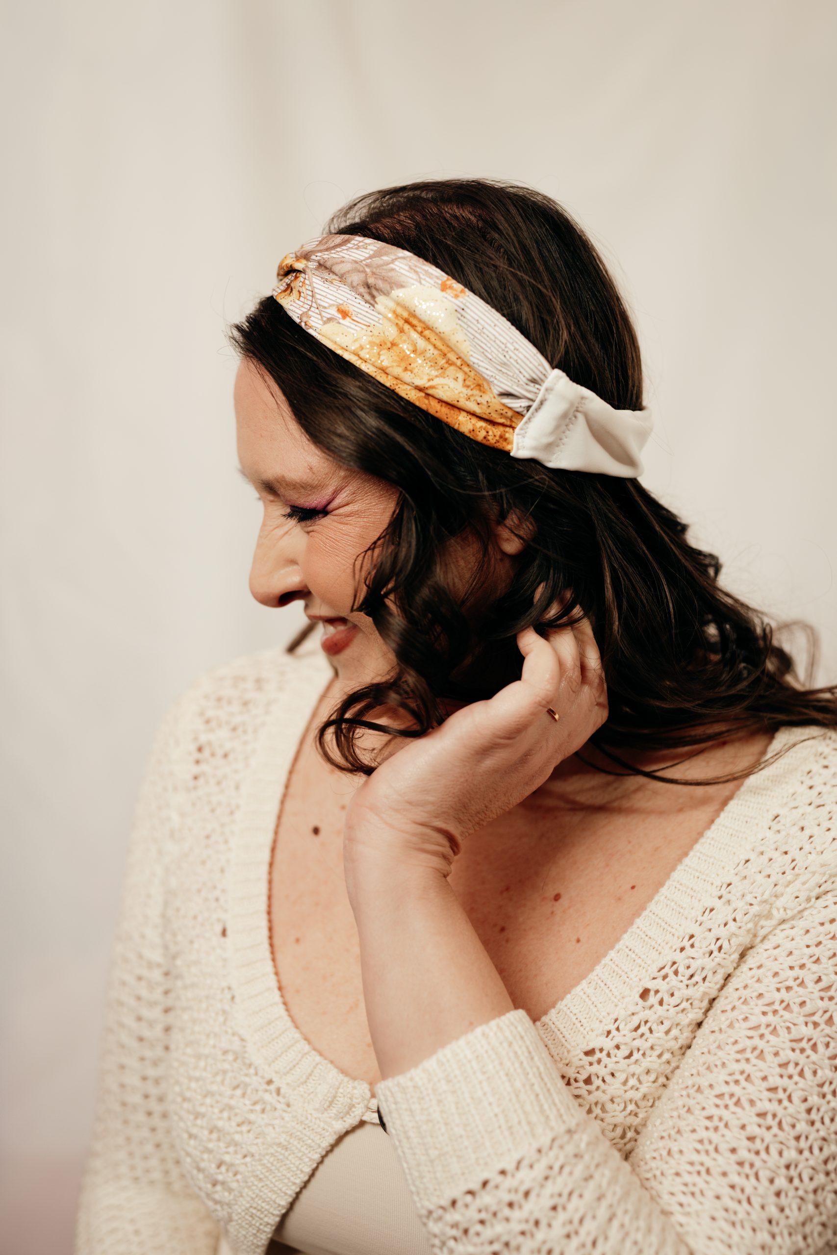 bandeau cheveux made in france jaune à fleurs