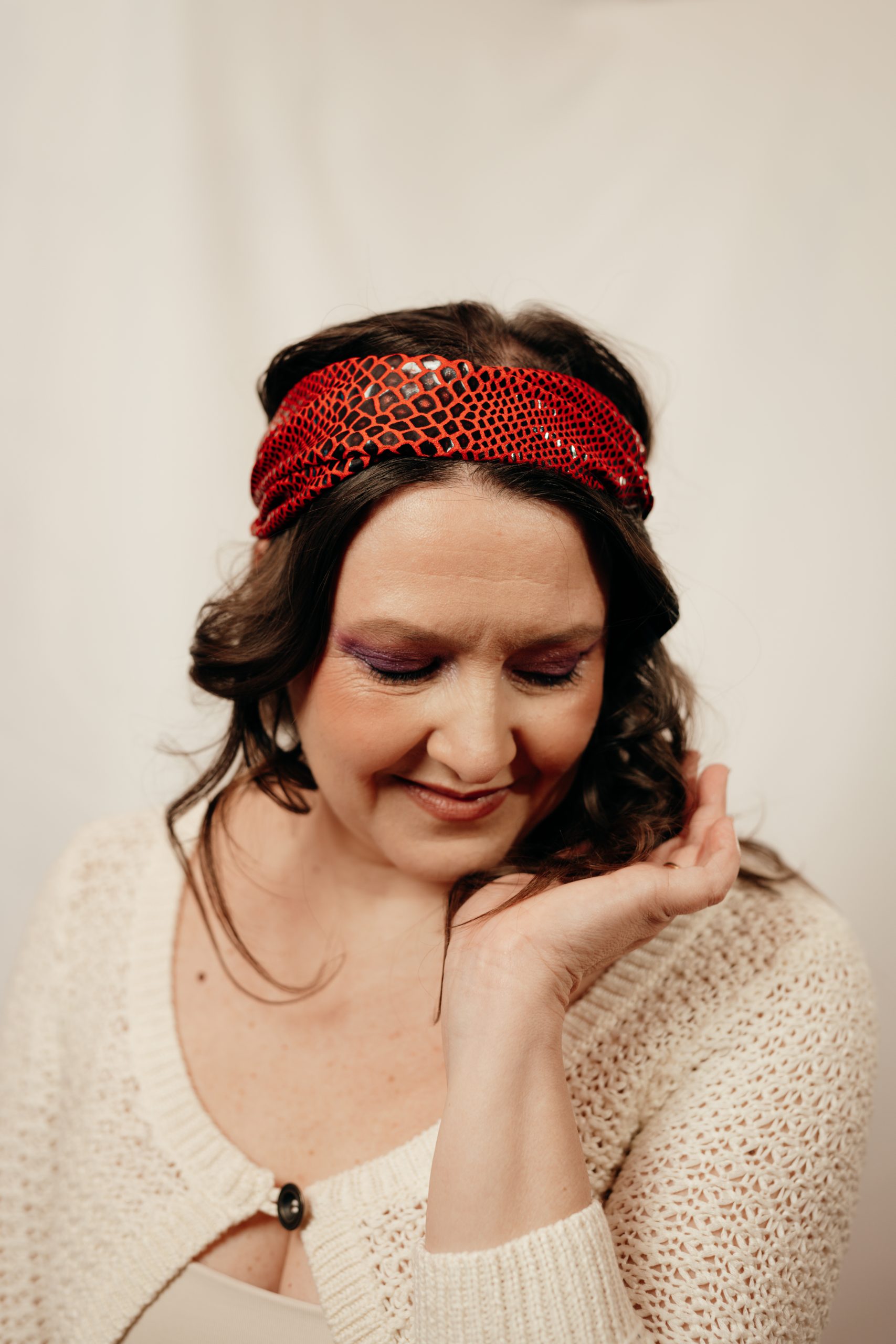 C&D_28JANVIER-117 bandeau cheveux rouge made in france lycra serpent