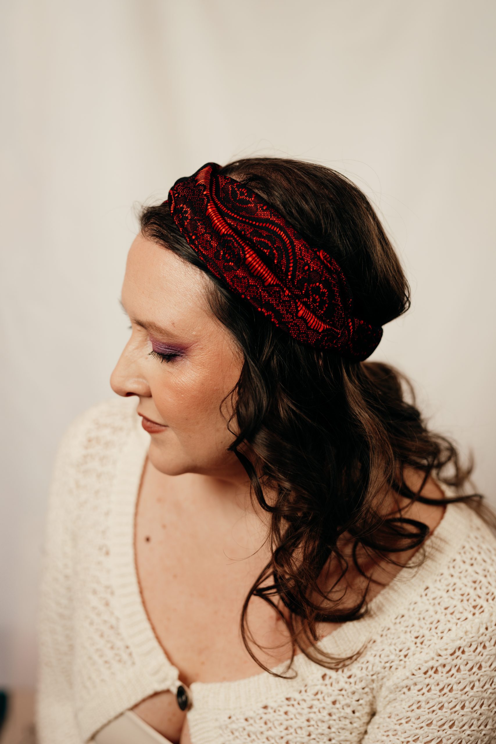 bandeau cheveux made in france satin rouge
