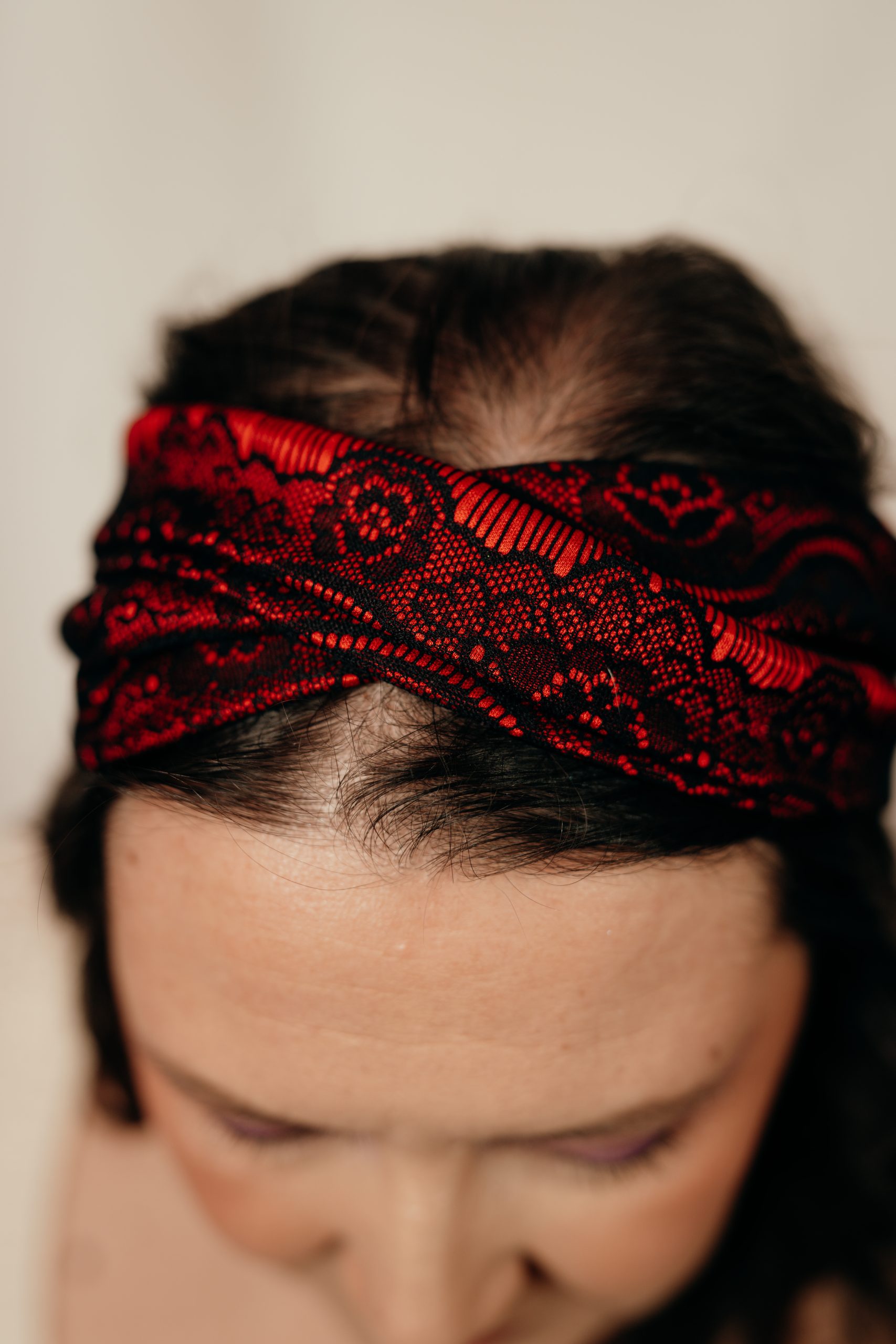 bandeau cheveux made in france satin rouge