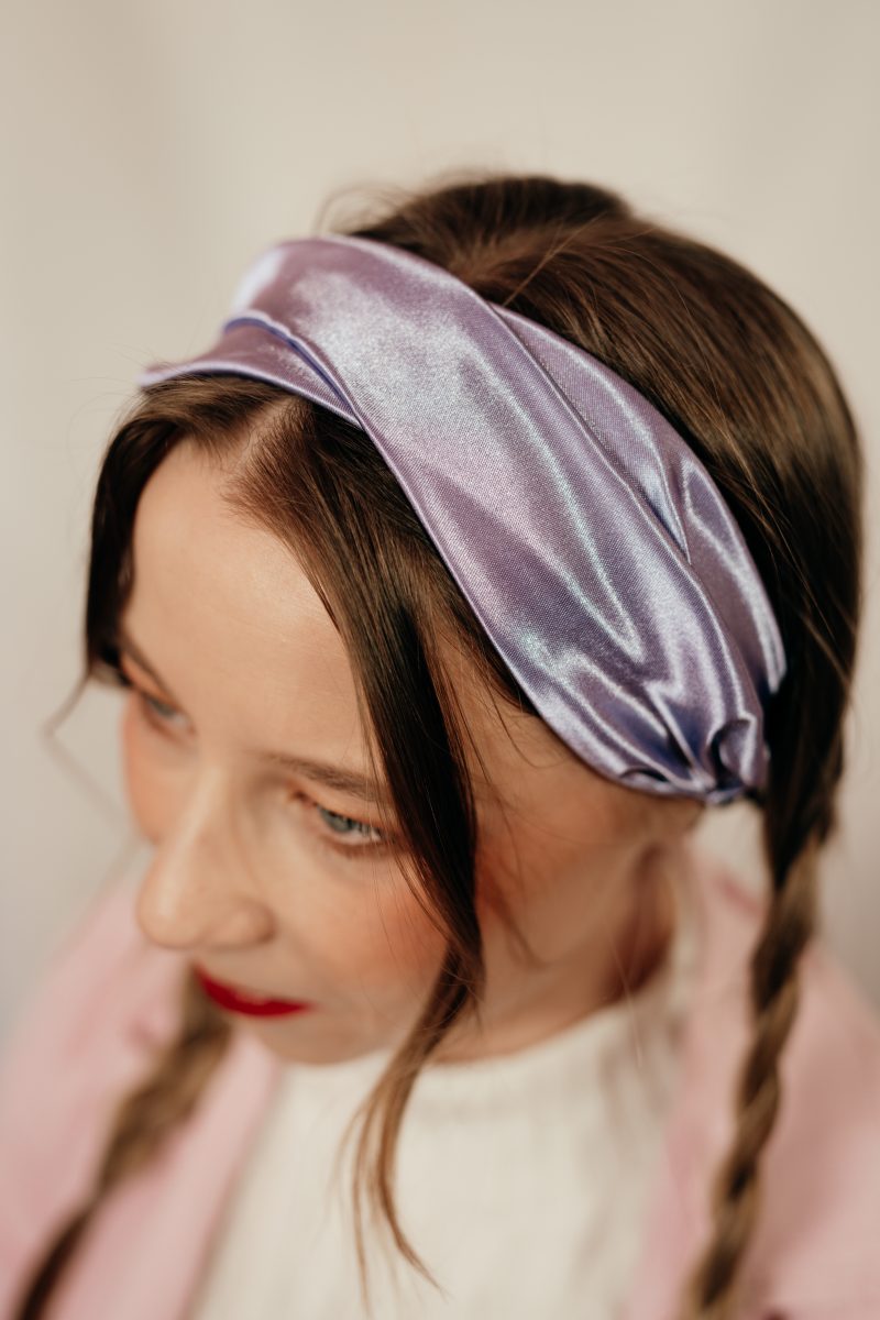bandeau cheveux made in france en satin mauve
