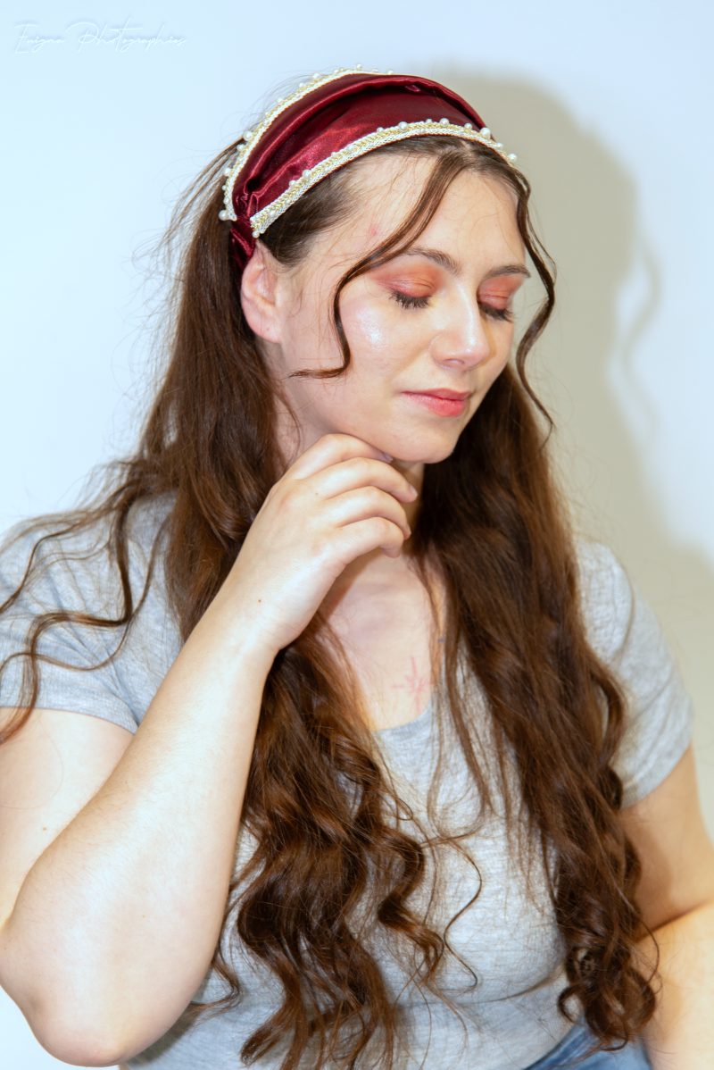 bandeau cheveux fait main made in france satin bordeaux